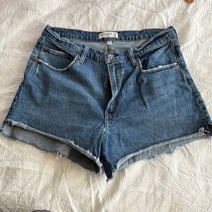 Abercrombie & Fitch Blue Jean Shorts High-Waisted Distressed